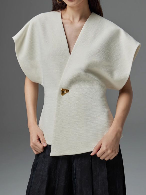 Asymmetric Single Button Sleeveless Vest