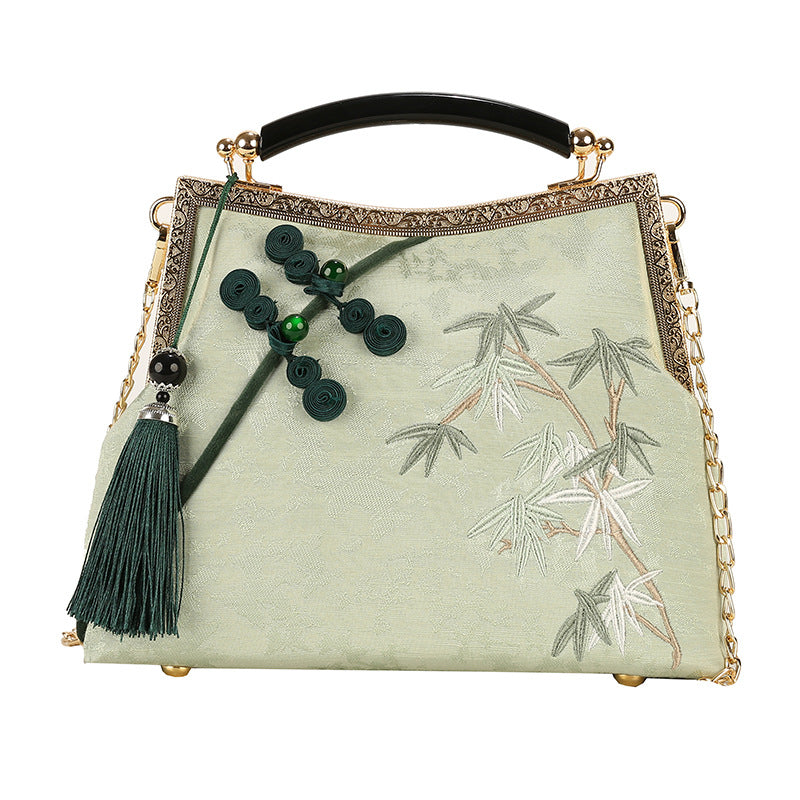 Lucky Luxurious Bamboo Embroidery Handbags Women