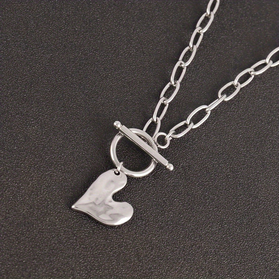 Stainless Steel Heart Pendant Adjustable Necklace