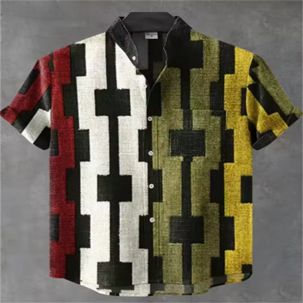 Mens Classic Striped Linen Shirt