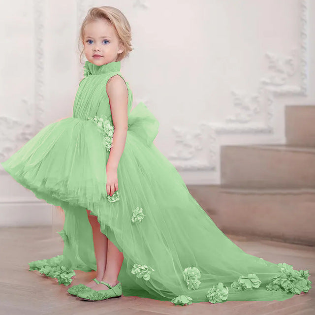 Sleek Sleeveless Train Runway Dress For Girls