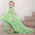 Sleek Sleeveless Train Runway Dress For Girls