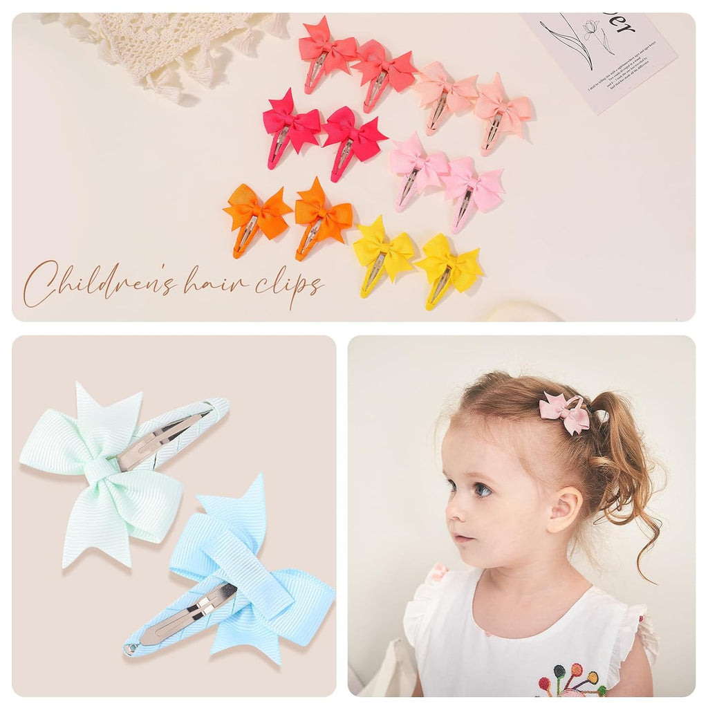 40PCS Snap Baby Hair Bows Clips For Girls Grosgrain Ribbon Fully Wapped 2 Inch Infant Hair Barrettes Accessories For Baby Girls Newborns Toddler