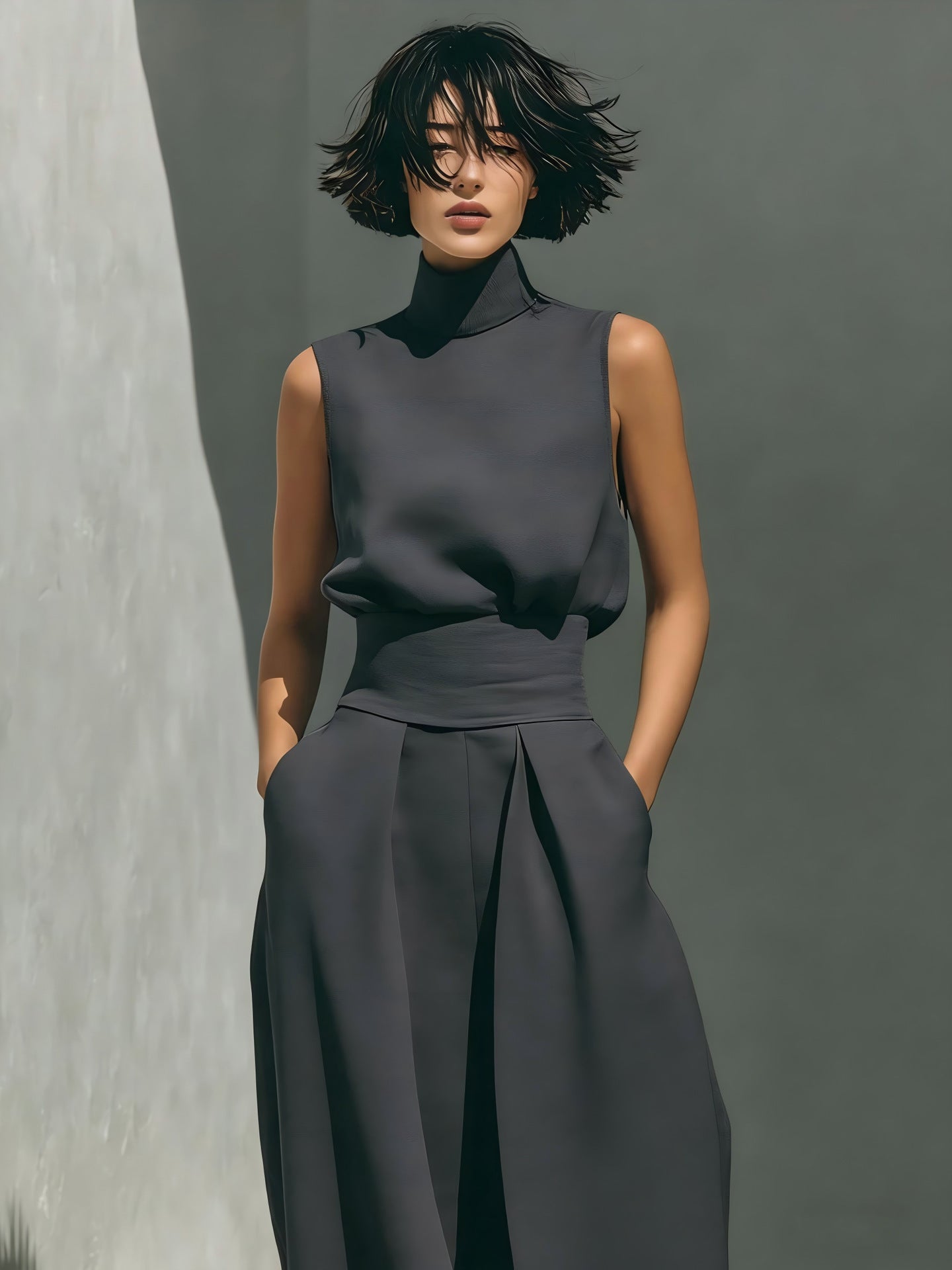 Women's Sleeveless Top and Wide-Leg Pants Set