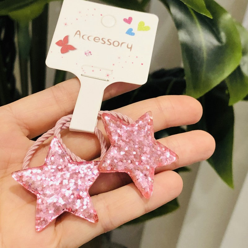 Dreamy Glitter Star Moon Girls Hair Tie