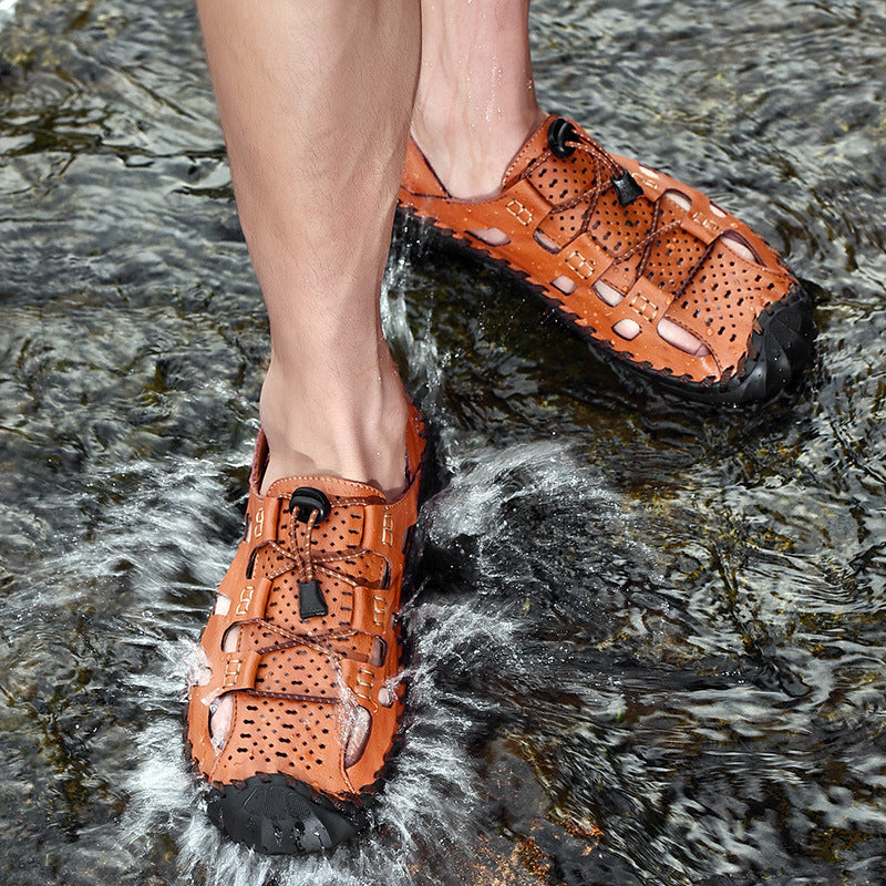 Leather breathable sandals for men
