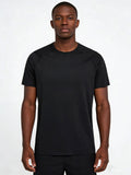 Summer T-Shirt Short-Sleeved Men's Seamless Ice Silk Breathable Quick-Drying Sun Protection Anti-Un Pure Color Youth Sports Round Neck T-Shirt for Men