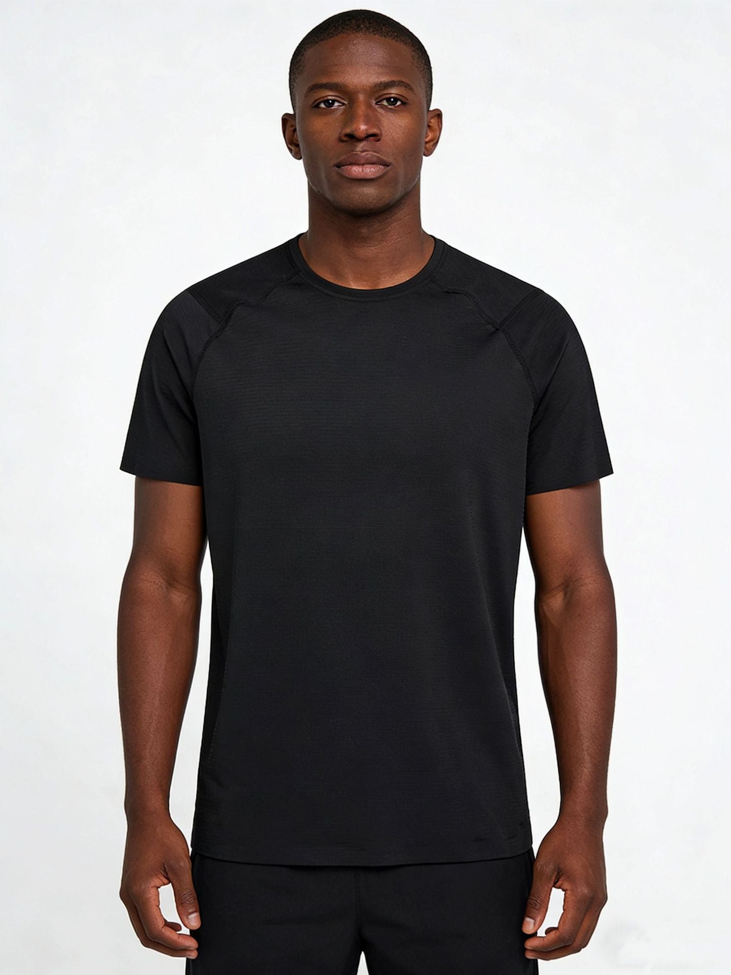 Summer T-Shirt Short-Sleeved Men's Seamless Ice Silk Breathable Quick-Drying Sun Protection Anti-Un Pure Color Youth Sports Round Neck T-Shirt for Men