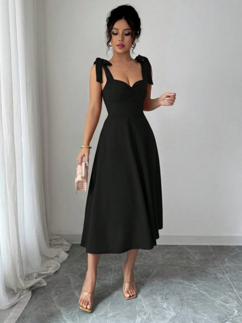 Lace-up Waist-cinching Maxi Dress