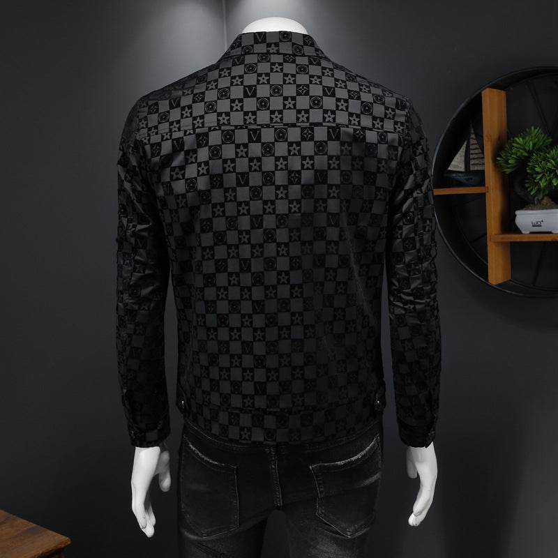 Mens Slim Fit Flocking Print Jacket