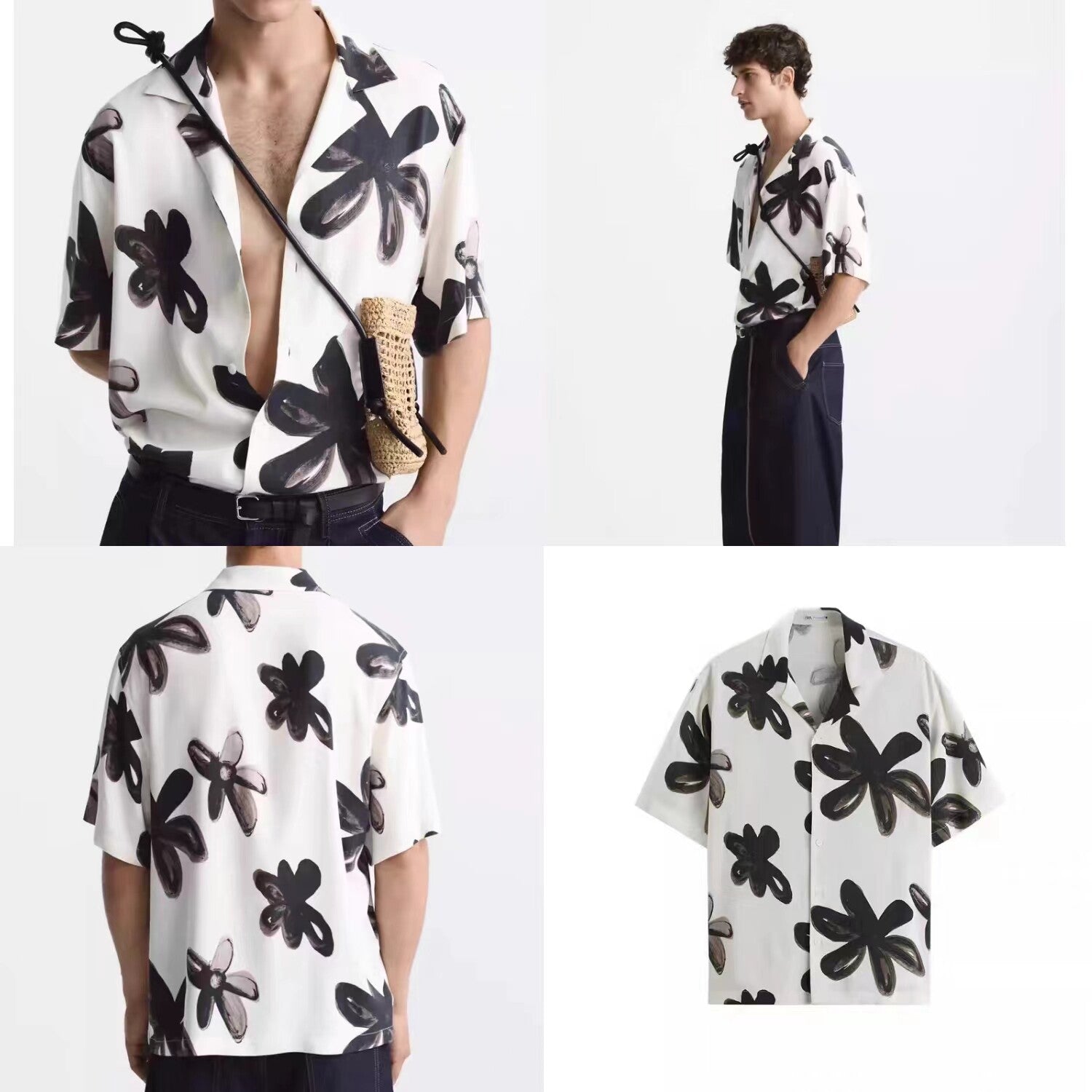 Mens Floral Print Short Sleeve Shirt