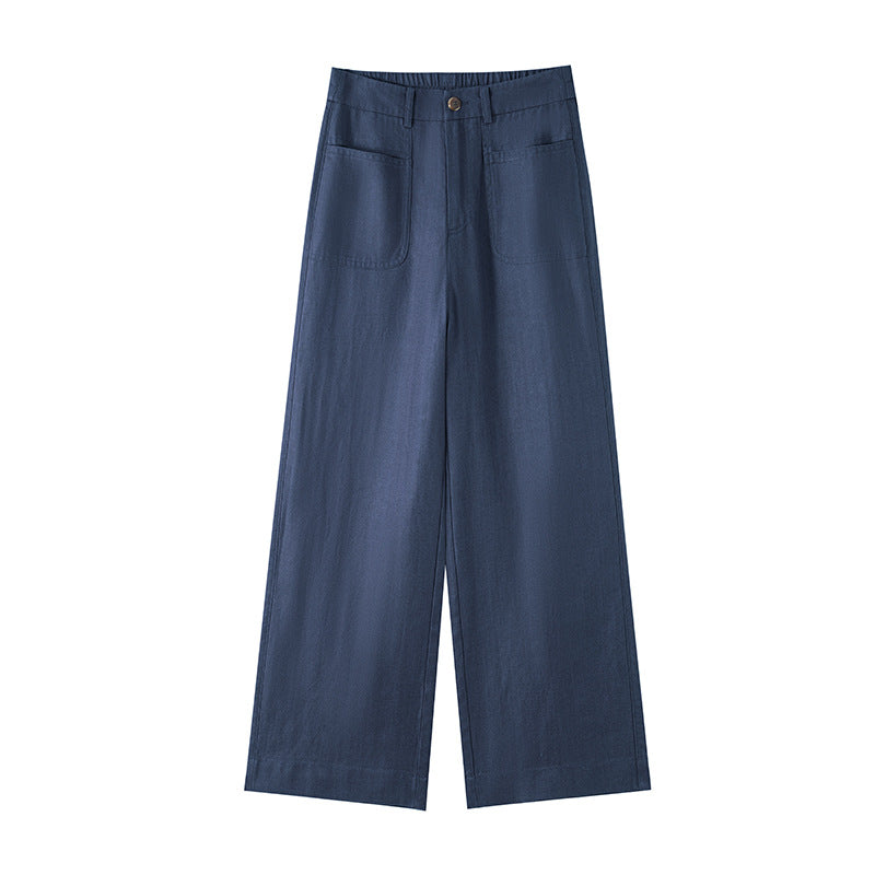 Womens Tencel Linen Wide Leg Pants