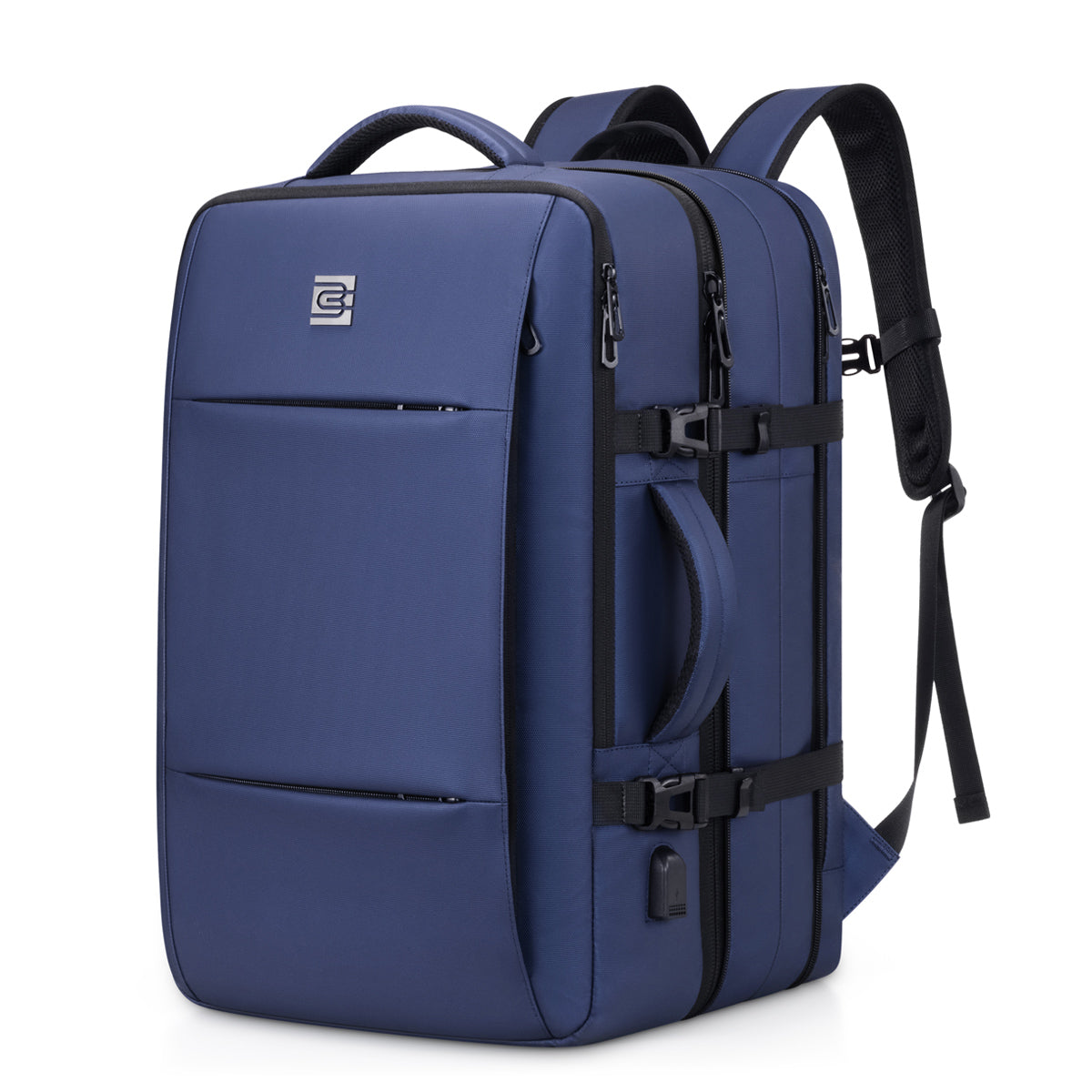 Square travel backpack for men