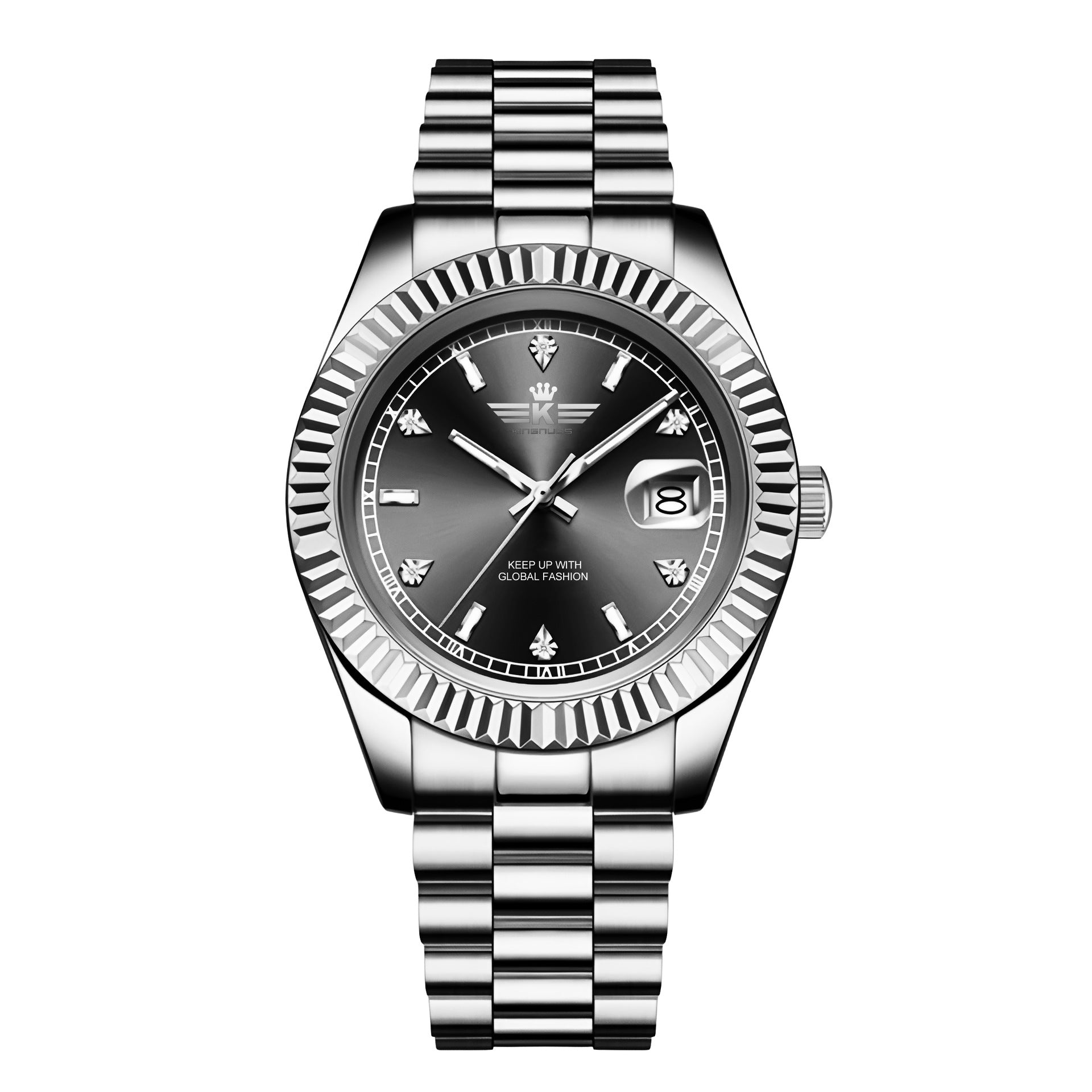 Elegant Mens Steel Band Roman Numeral Watch