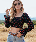 Ladies Slim Fit Square Neck Long Sleeve Fashion Shirt