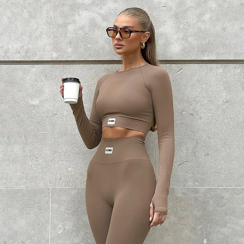 Women's Casual Color-Blocking Yoga Outfit
