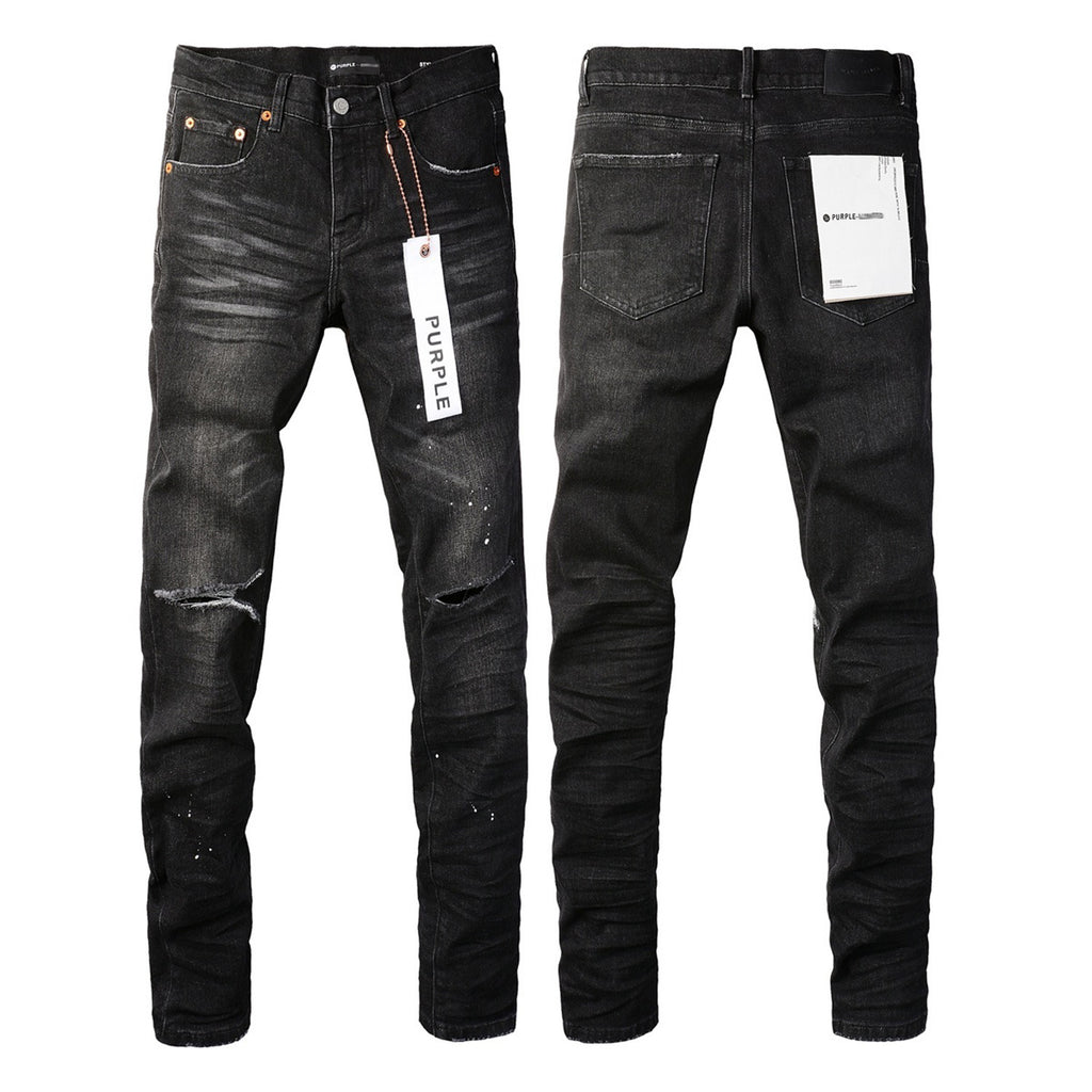Mens Distressed Denim Jeans with Embroidery