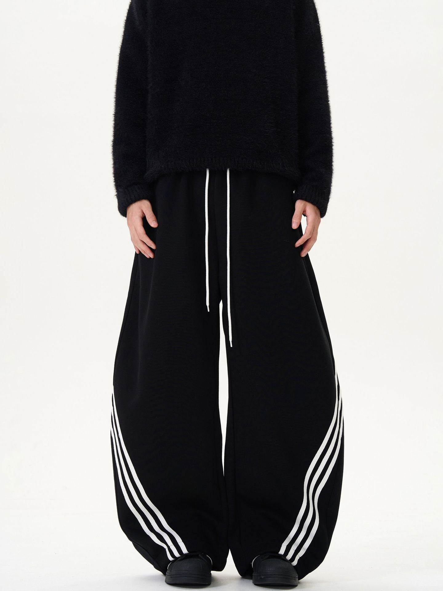 Elastic Waist Striped Wide Leg Sweatpants