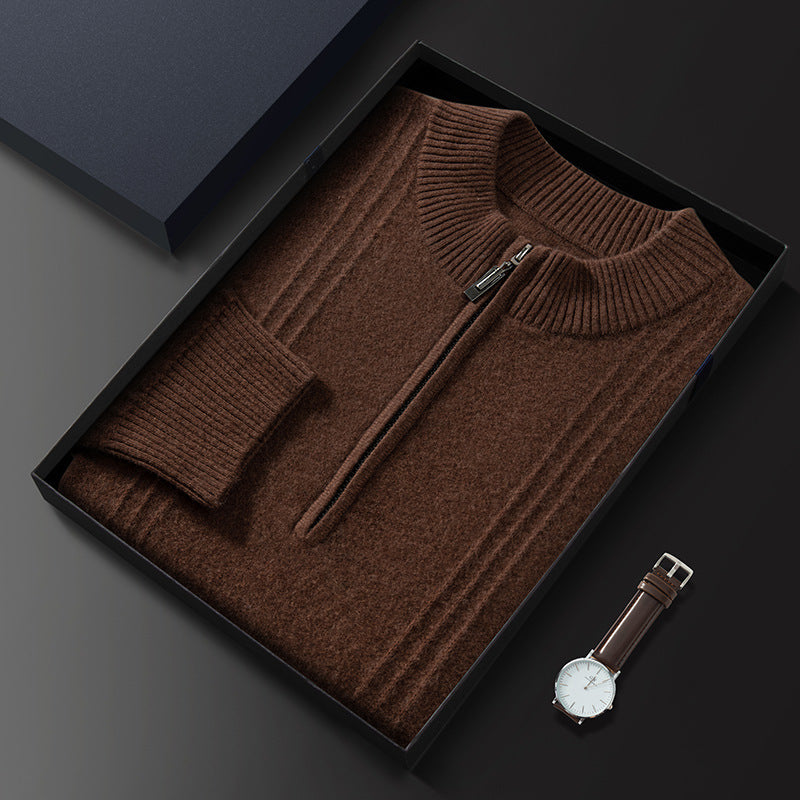 Mens Cashmere Blend Retro Zipper Knit Sweater