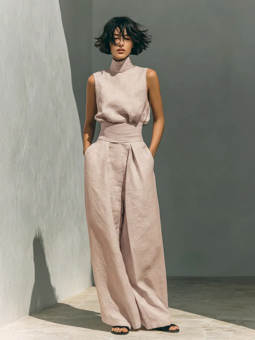 Women's Sleeveless Top and Wide-Leg Pants Set