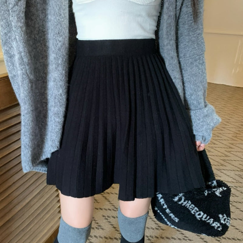 High-waisted A-line Figure-flattering Designer Knit Mini Skirt Versatile And Stylish
