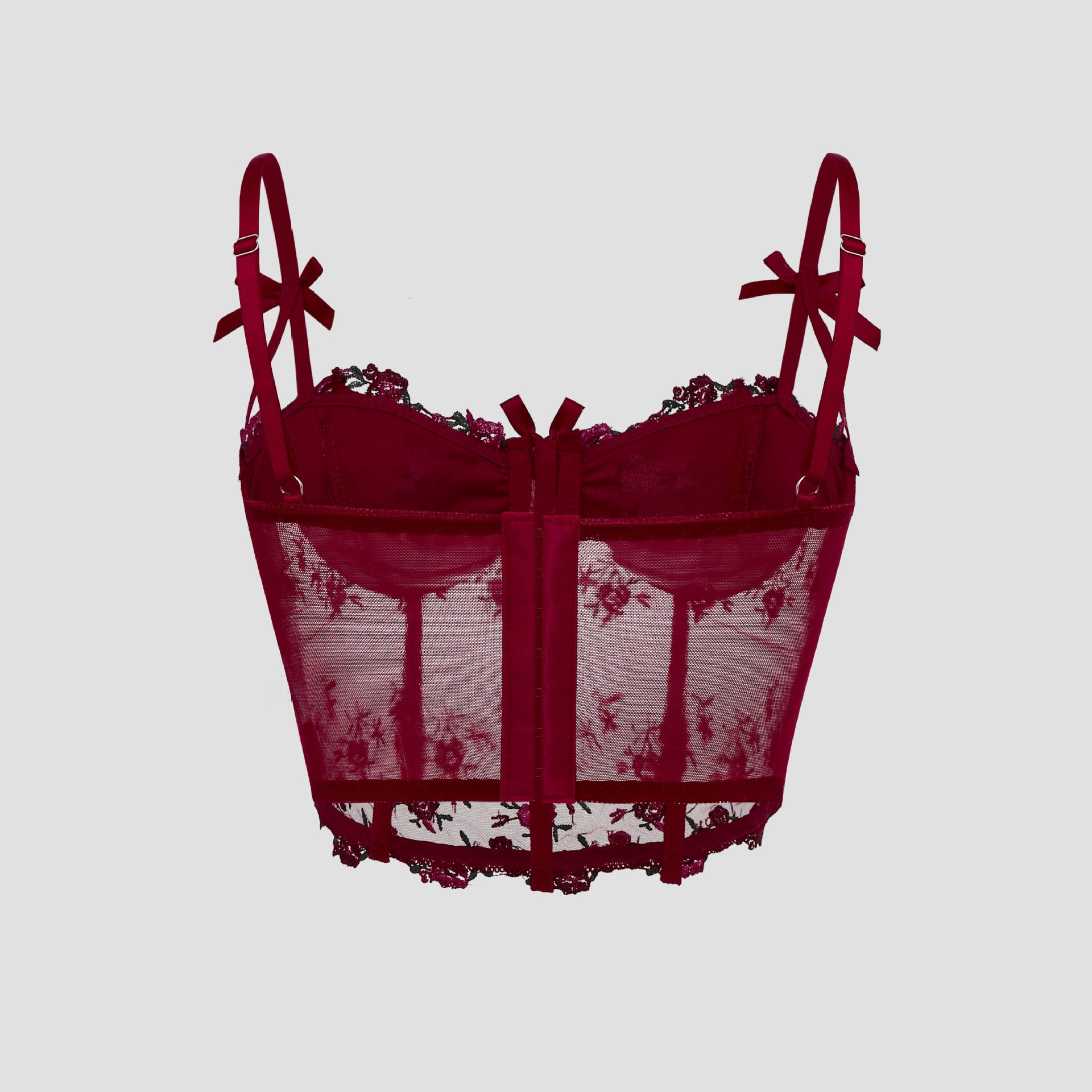 Embroidered floral steel ring corset