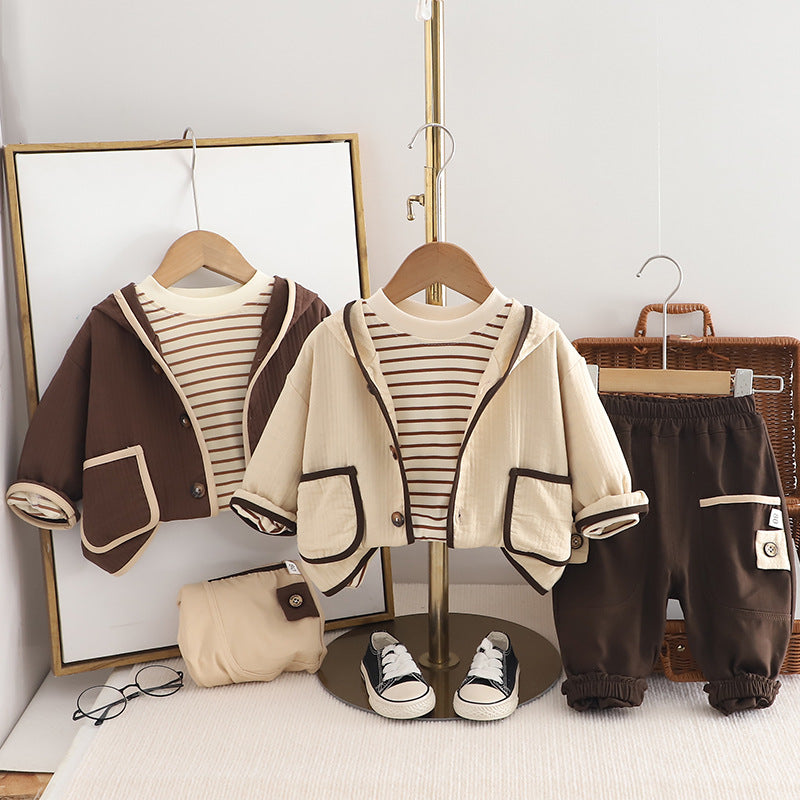 Boys Hooded Three-Piece Cotton Outfit