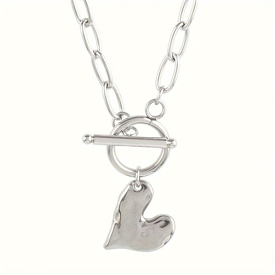 Stainless Steel Heart Pendant Adjustable Necklace