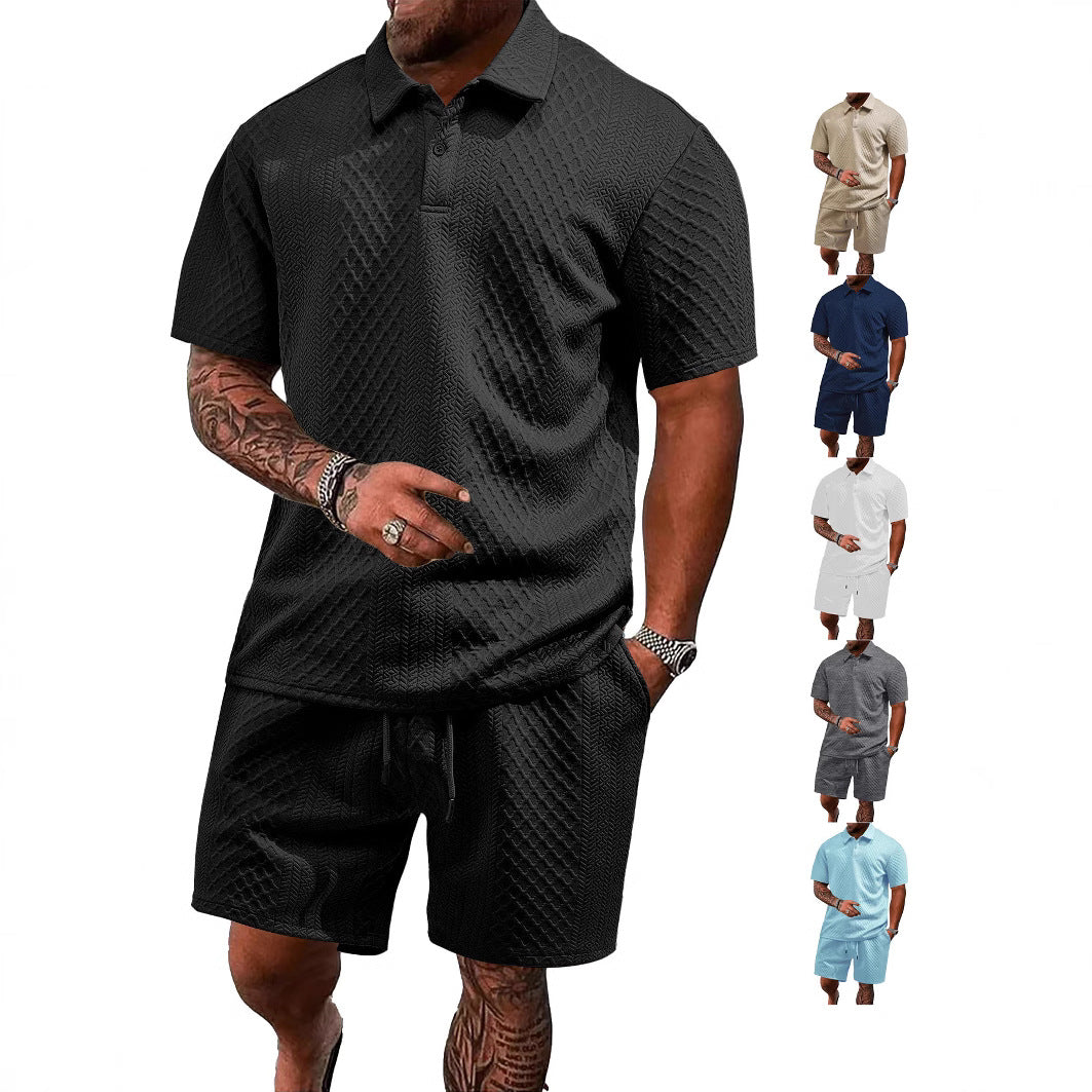 Mens Summer Jacquard Polo Shirt