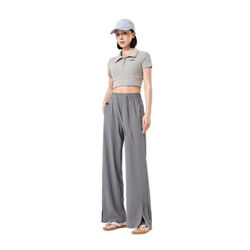 Womens Ice Silk Sun Protection Wide Leg Pants