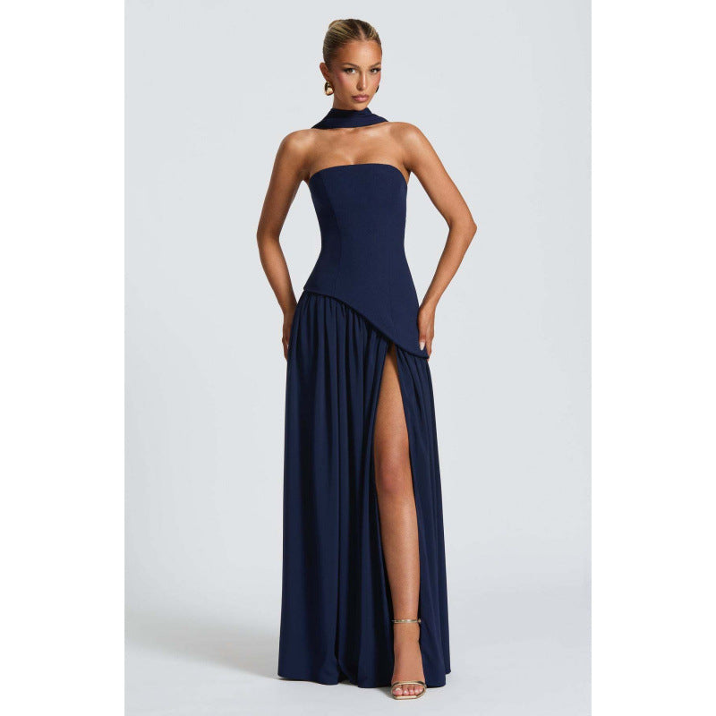 Women's Tube Top Slit Long Dress
