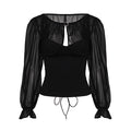 Womens Chiffon Puff Sleeve Top