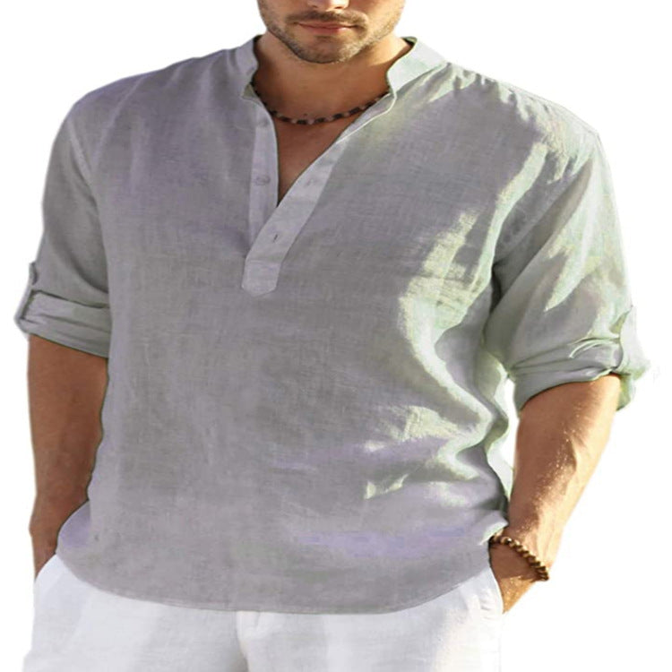 Mens Casual Cotton Linen Shirt