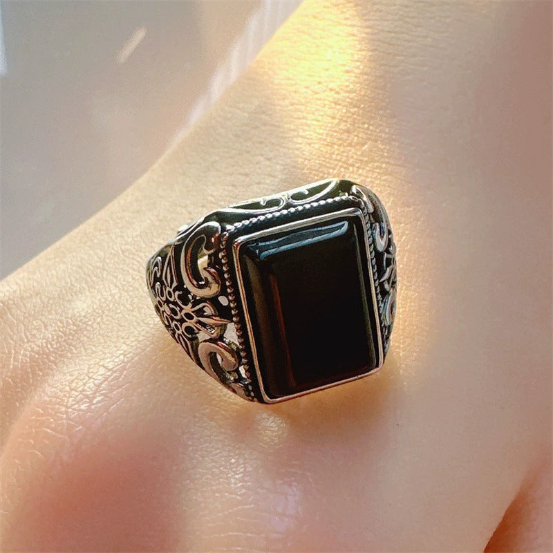 Vintage Geometric Adjustable Mens Ring