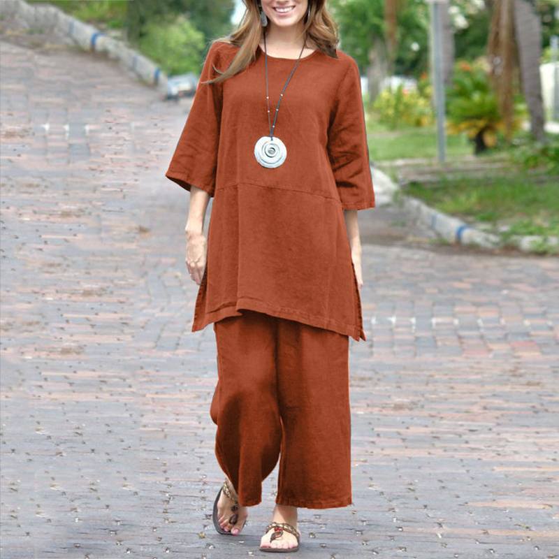 Cotton-linen Casual Long-sleeve Loose Cotton Set