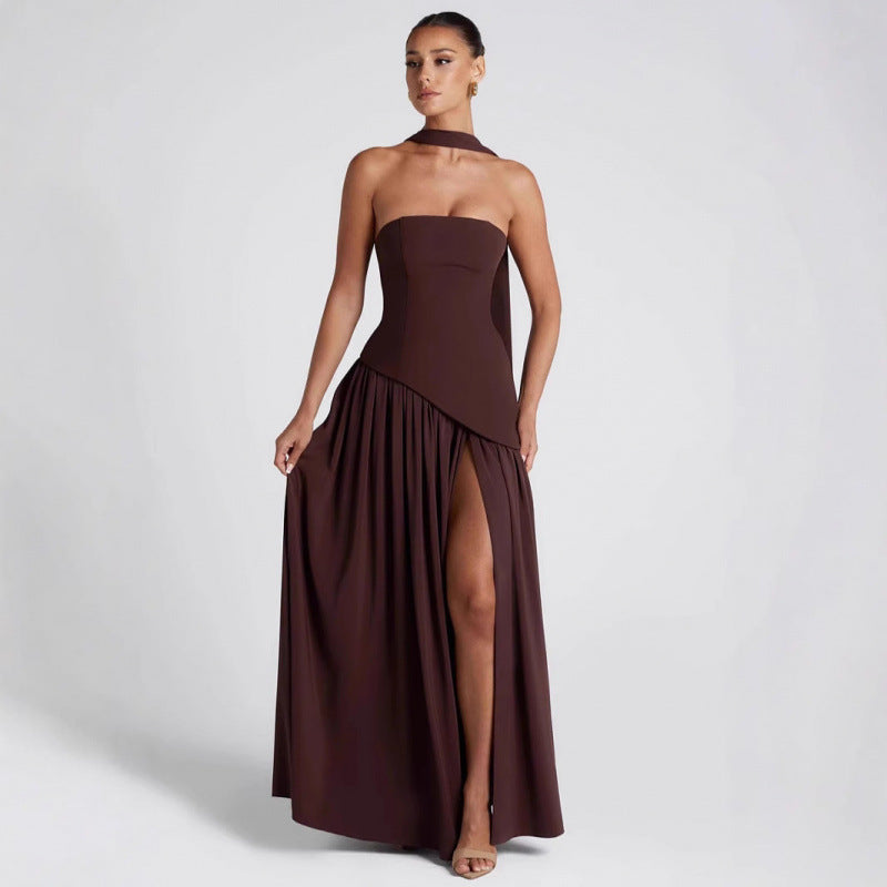 Women's Tube Top Slit Long Dress