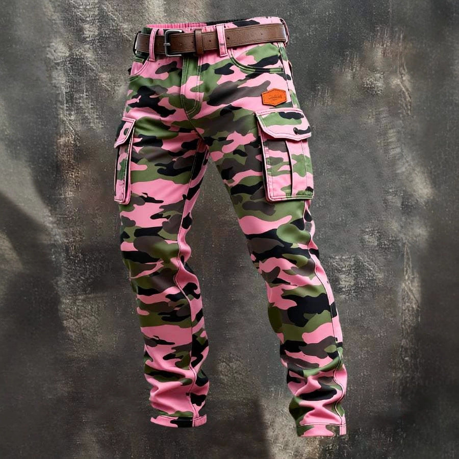 Retro Cargo Pants Men Straight Leg Trousers