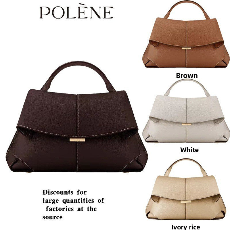 Polene Smile Pleated Genuine Leather Crossbody Bag