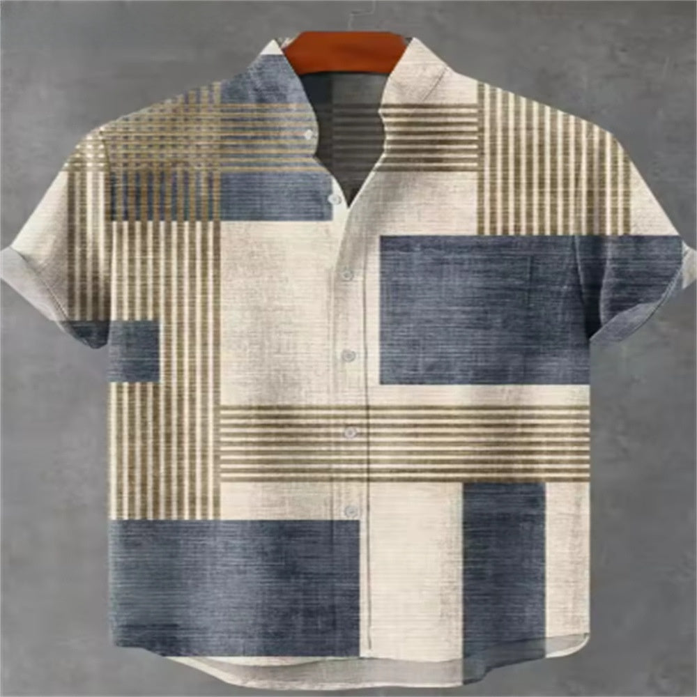 Mens Classic Striped Linen Shirt