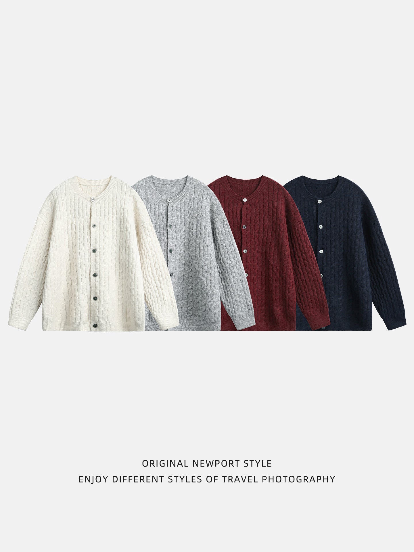 Mens Cable Knit Cardigan Sweater