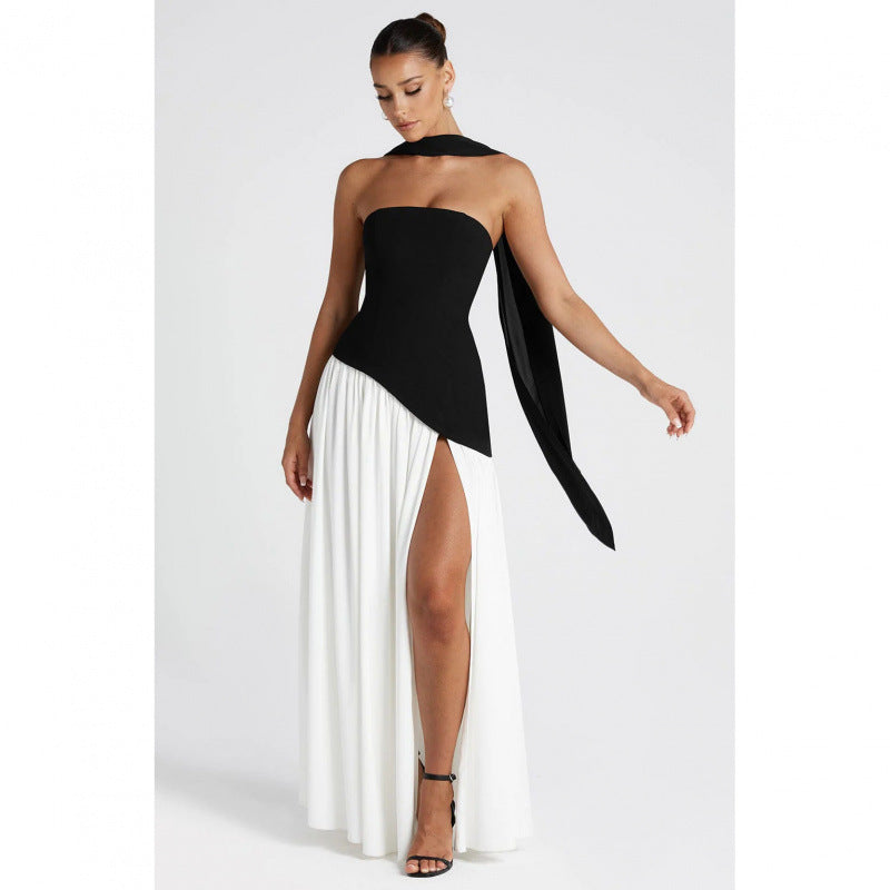Women's Tube Top Slit Long Dress