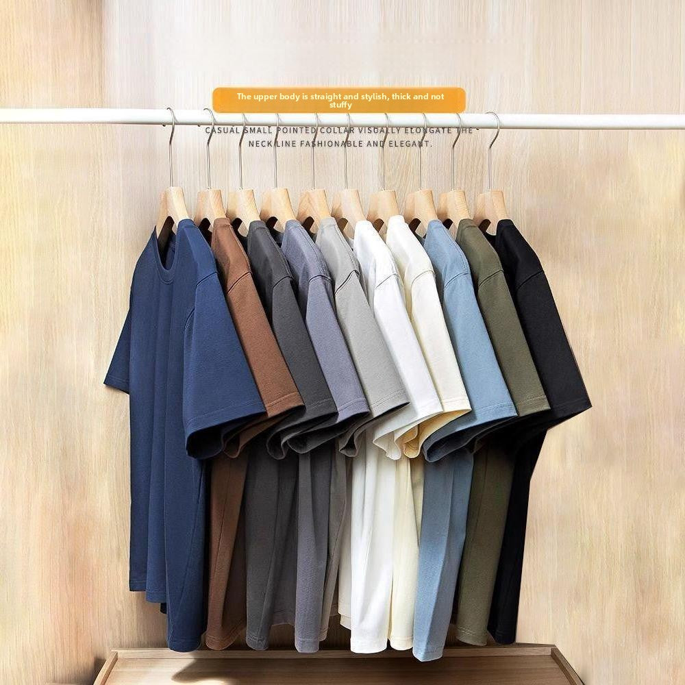 Pure Cotton Short-Sleeve T-Shirt for Men, Summer Loose Half-Sleeve Solid Color Everyday Retro Casual Base Shirt, Fashionable Style