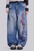 Embroidered Denim Trousers