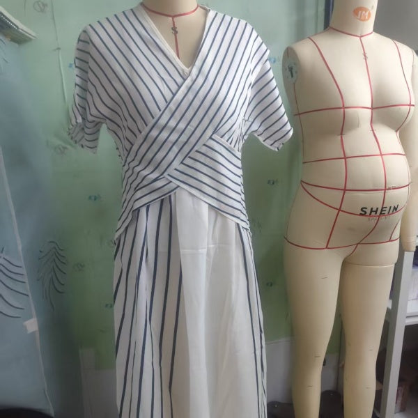 Women's Large Loose Striped Print Dress