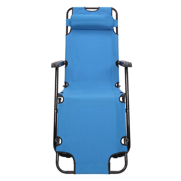 [Same Model Code: 75407956]Folding Chaise Lounge Chair For Outdoor, 2-in-1 Portable Tanning Chair With Pillow, Adjustable Recliner Chair For Beach Camping Pool, Blue