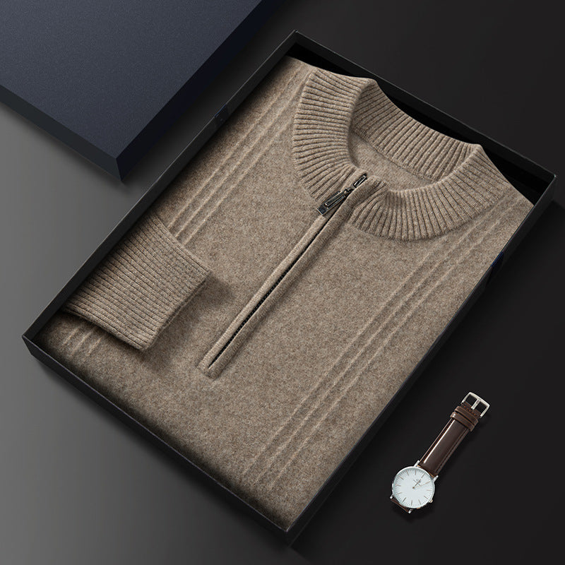 Mens Cashmere Blend Retro Zipper Knit Sweater