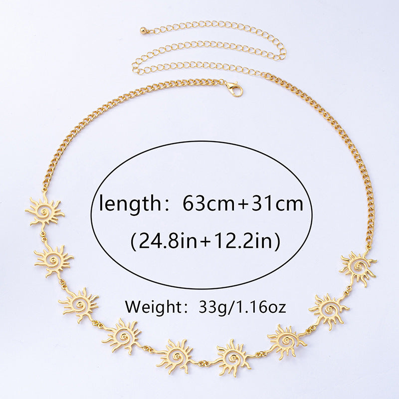 Metal Irregular Sun Waist Chain