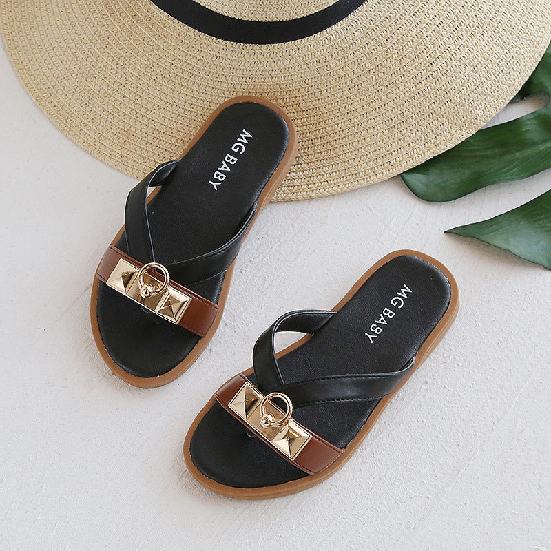 British Style Retro Children's Sandals And Slippers