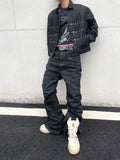 Vintage Hand-Brushed Wax Coated Denim Jeans for Men