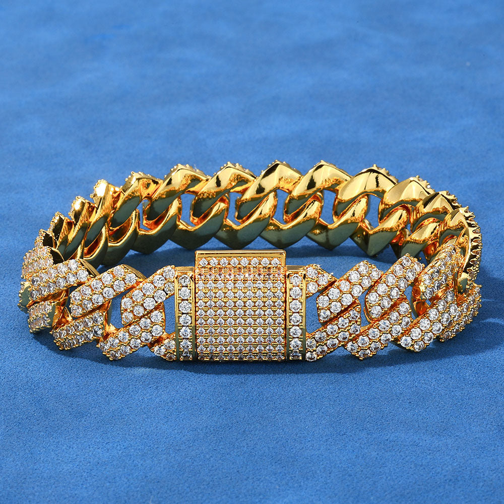 Hip-hop Diamond Cuban Chain Zircon Bracelet for Men